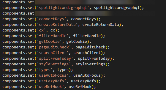 Code excerpt showing various non-Sitecore files being registered in the component factory.