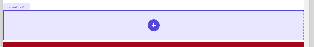 Screenshot of a full-width component in design mode with a plus icon.