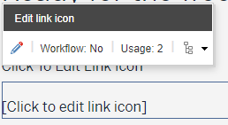 Interface for editing link icon with workflow status and usage count