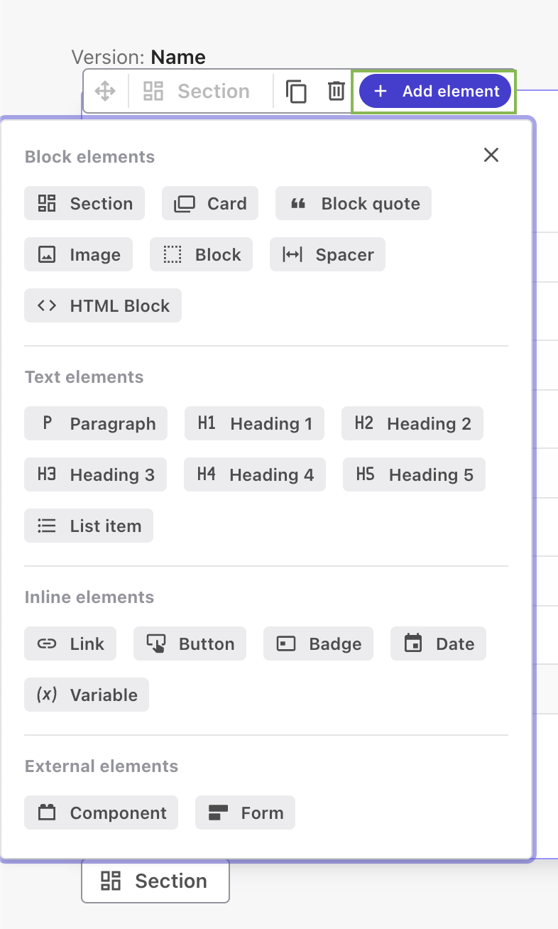 Adding an element in Sitecore XM Cloud Components