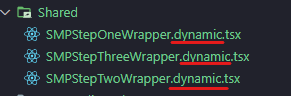 List of TypeScript files for step-based dynamic wrappers in a software project